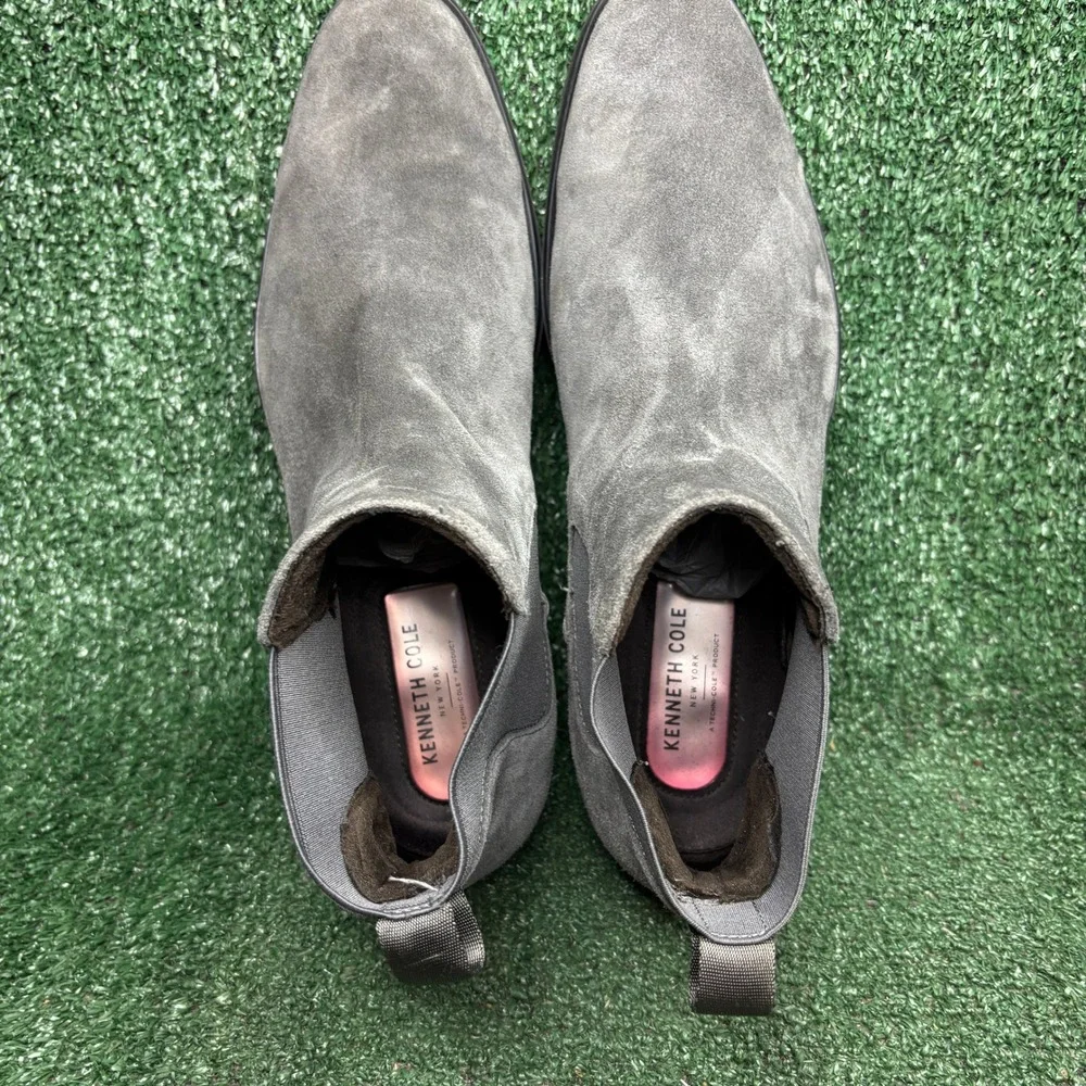 Kenneth Cole Chelsea Suede Ankle Elastic Goring Sleek Boot Grey Mens Size 10